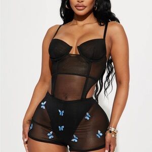 Festival Goddess Mesh Romper-Black